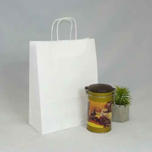25-24x11x32 cm torba papierowa biała ucho skręcane