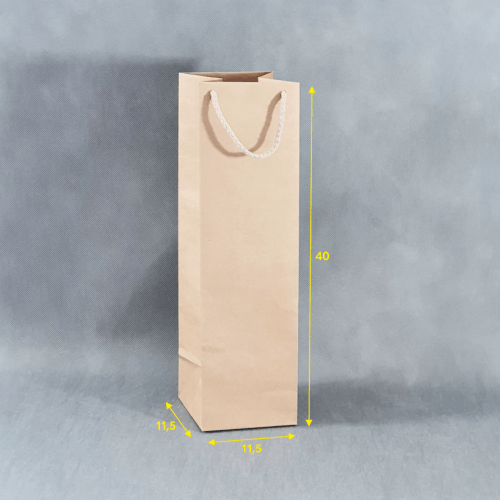 Torebka papierowa na butelkę beżowa eko Kraftlux 11,5x11,5x40