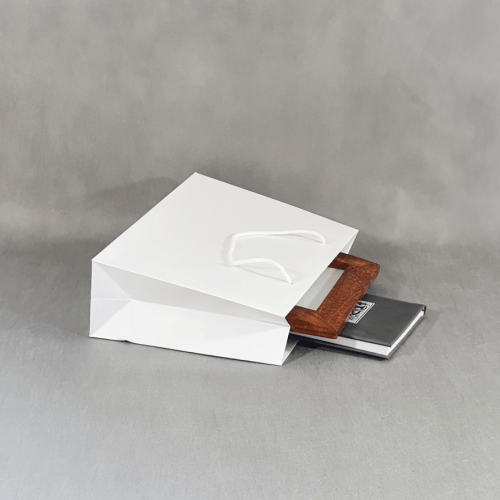 Torba papierowa premium pozioma biała Kraftlux 35x10x24