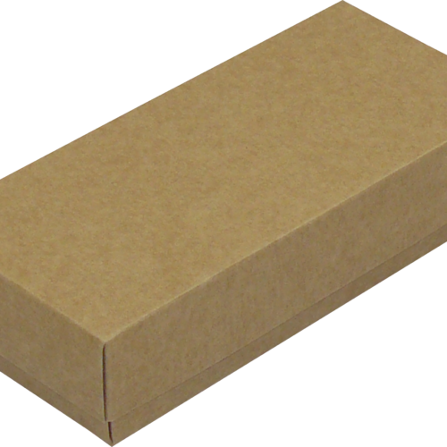 Brown corrugated cardboard rectangular block viewed at an angle, showing seam edges at the corners.